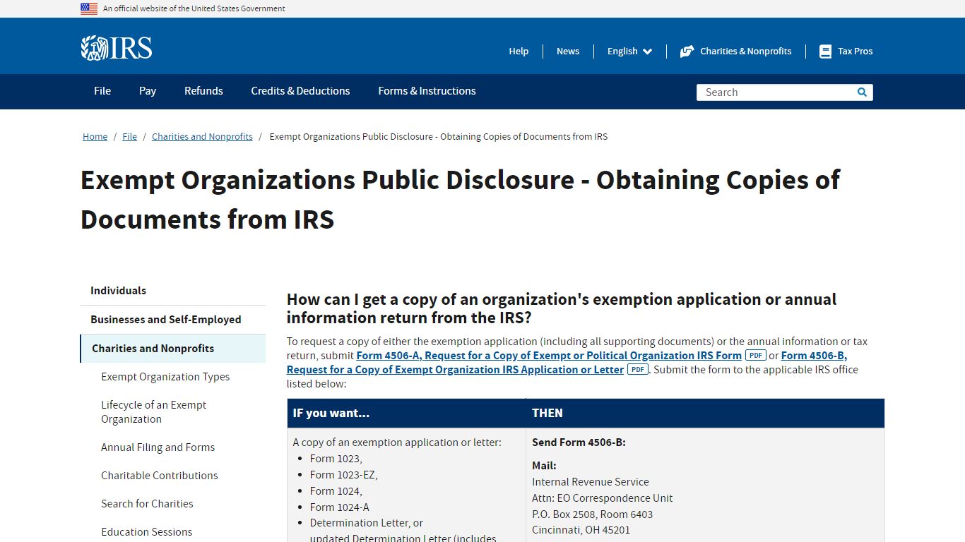 Exempt Organizations Public Disclosure - Obtaining Copies of Documents ...